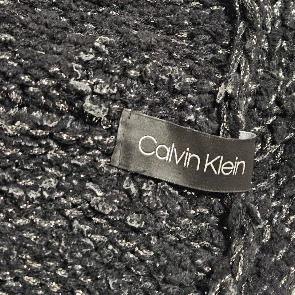 Calvin Klein Black Metallic Sparkle Chunky Knit‎ Infinity Loop Scarf